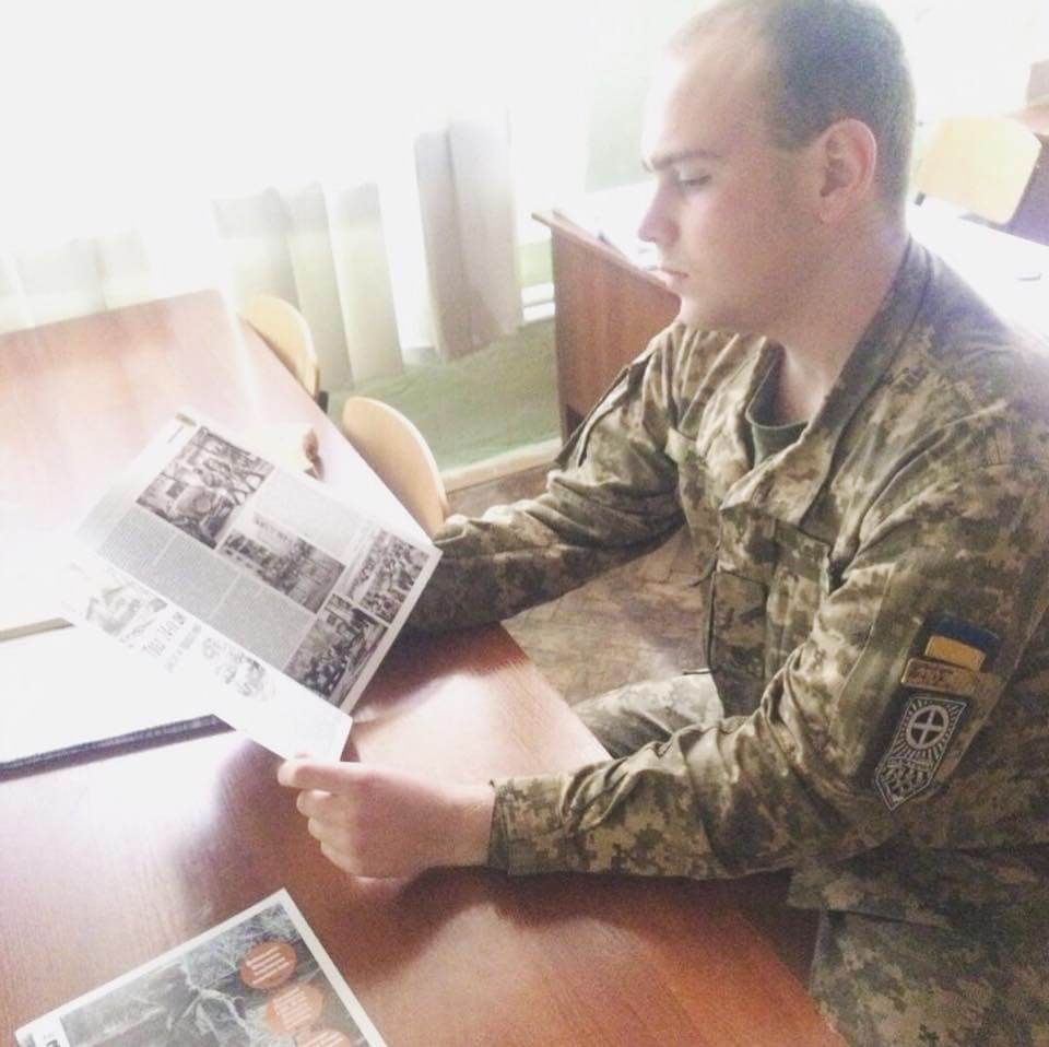 21 Photo from a post by the Azov-linked Національна оборона (English National Defense) magazine. The individual in the photo is likely Nazar Livenets. When reached for comme
