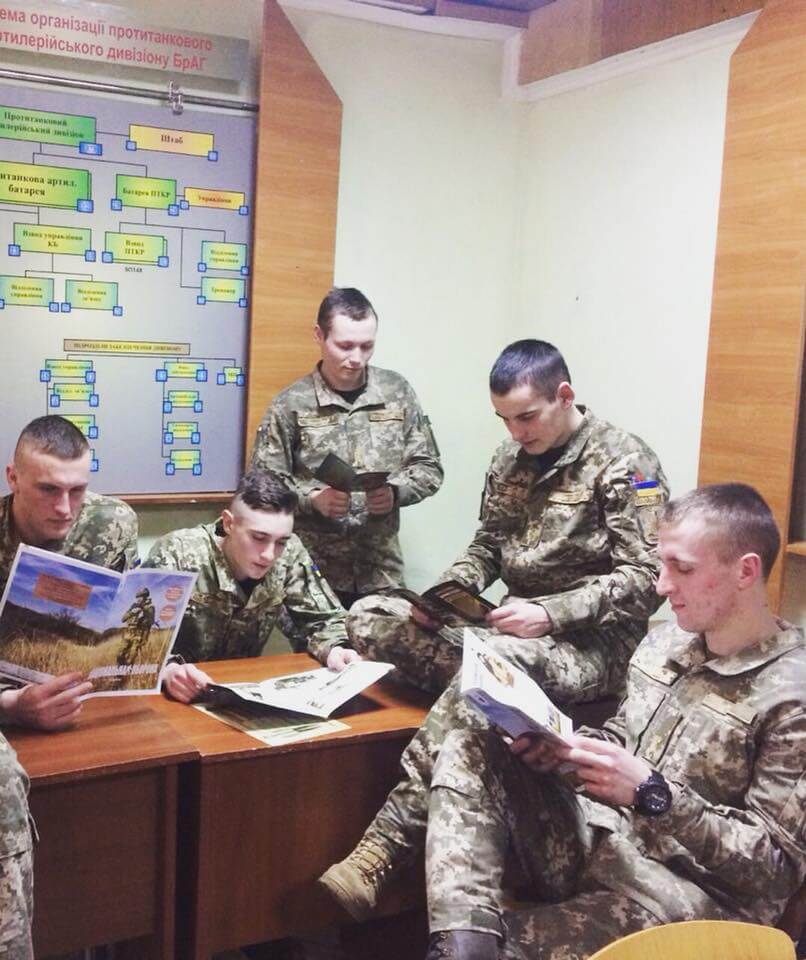 24 Photo posted by the Національна оборона (English National Defense) magazine. First from the left is Serhiy Blinov, second from the left is Danylo Tikhomirov, and second f