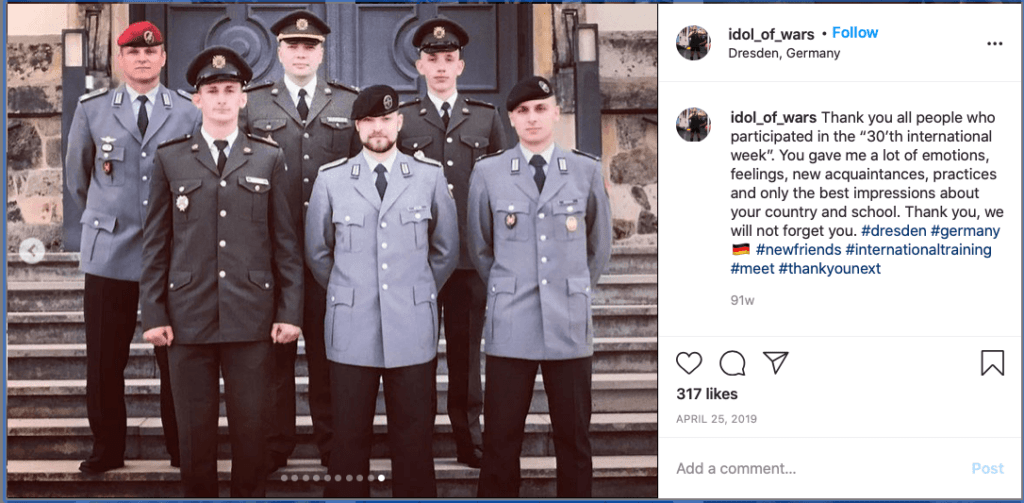 46 Screenshot of an April 2019 Instagram post by Vladyslav Vintergoller. Vintergoller is on the left in the bottom row