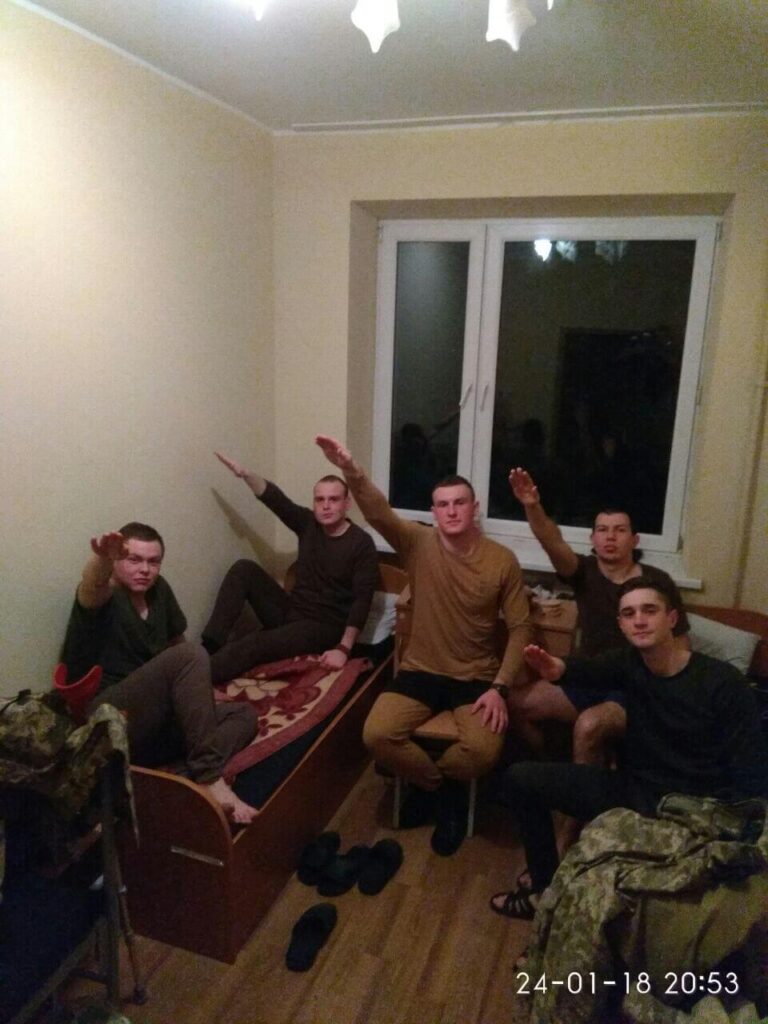 55 VK photo showing apparent Centuria members, presumably in early 2018, before the group’s self-described launch in the May of that year. From left Mykhailo Alfanov, Nazar